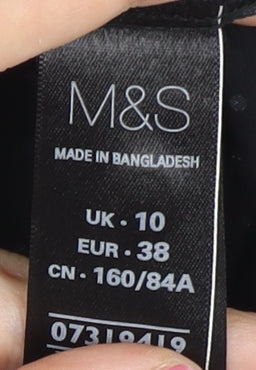 Womens UK Size 10 Marks and Spencer Black Basic Button-Up