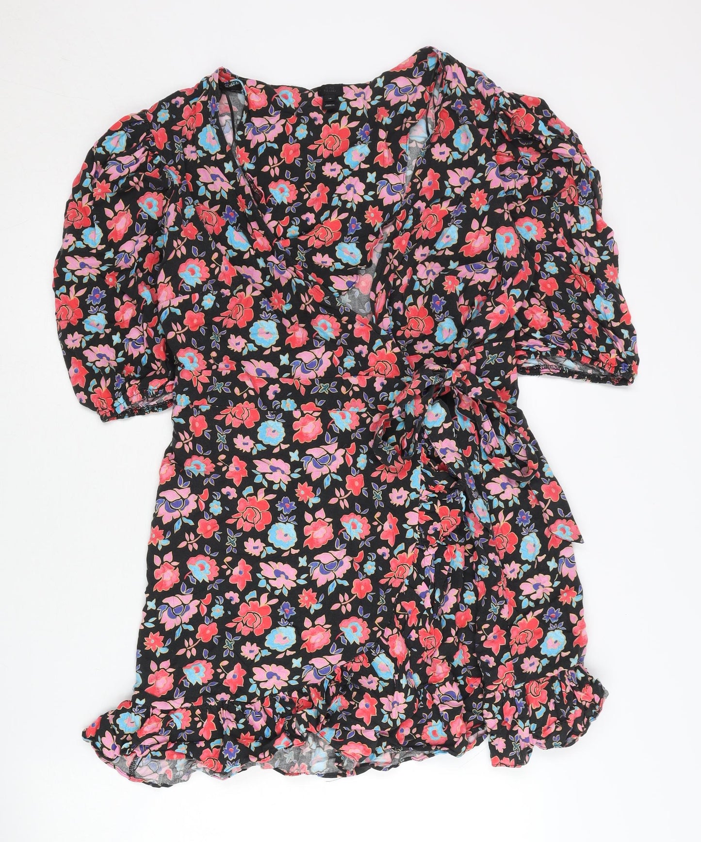 River Island Women’s Multicoloured Floral Wrap Dress Size 14
