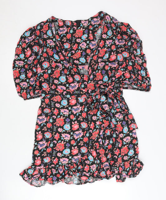 River Island Women’s Multicoloured Floral Wrap Dress Size 14