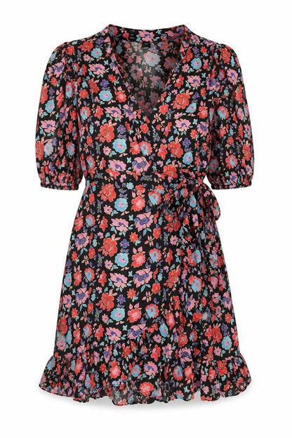 River Island Women’s Multicoloured Floral Wrap Dress Size 14