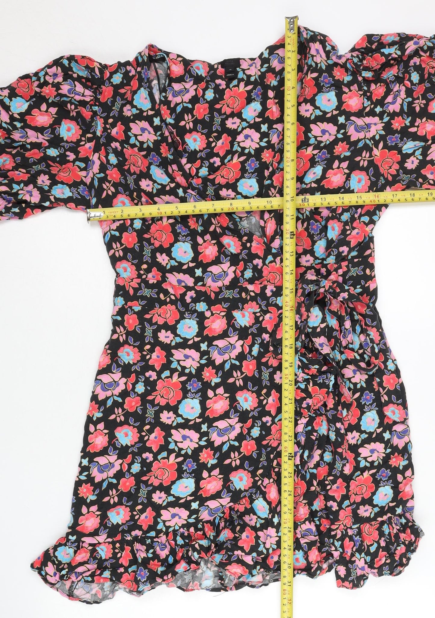 River Island Women’s Multicoloured Floral Wrap Dress Size 14