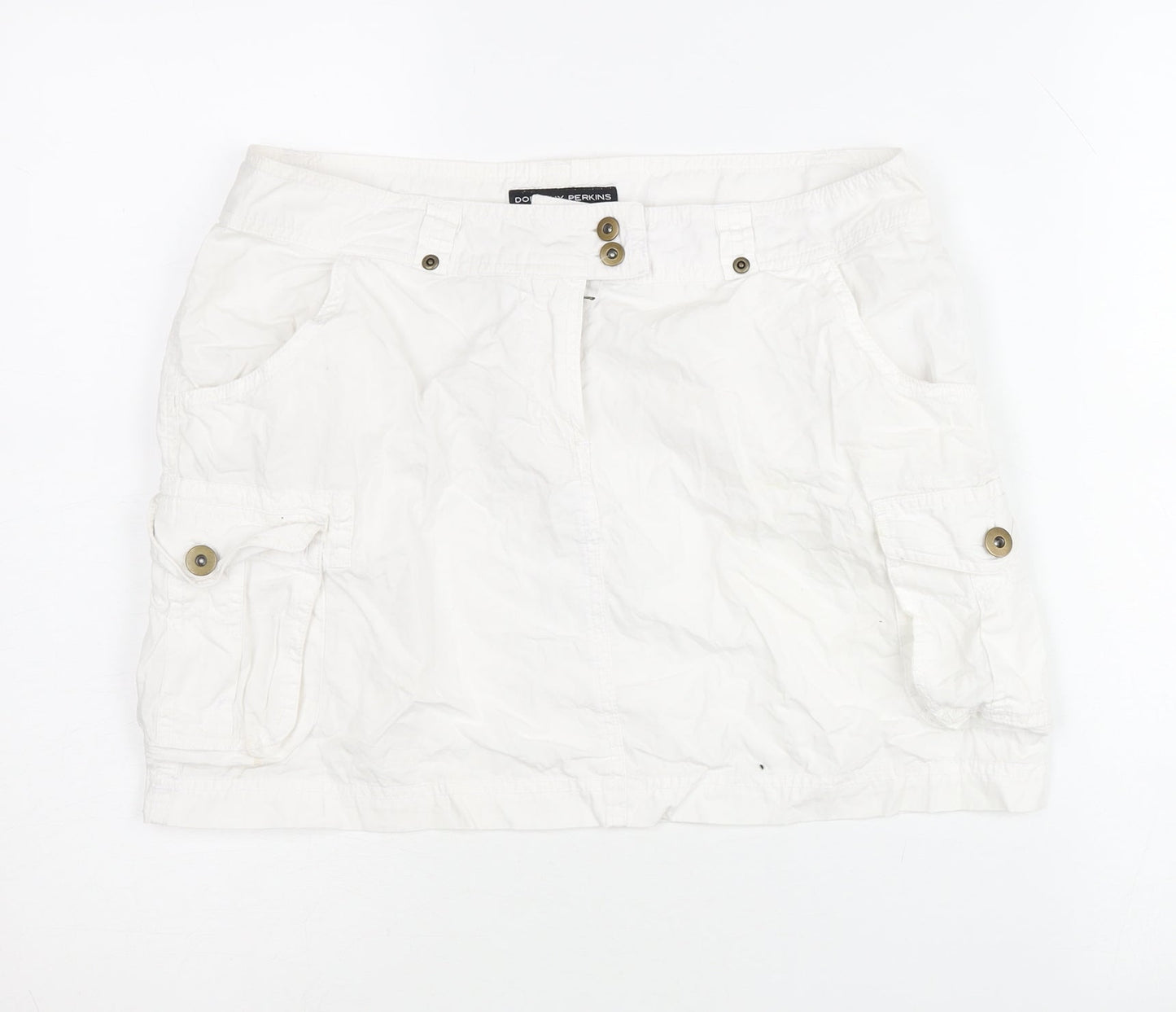 Dorothy Perkins Women’s White Cargo Skirt Size 10 Cotton Pockets