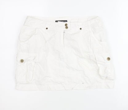 Dorothy Perkins Women’s White Cargo Skirt Size 10 Cotton Pockets