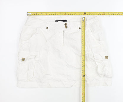 Dorothy Perkins Women’s White Cargo Skirt Size 10 Cotton Pockets
