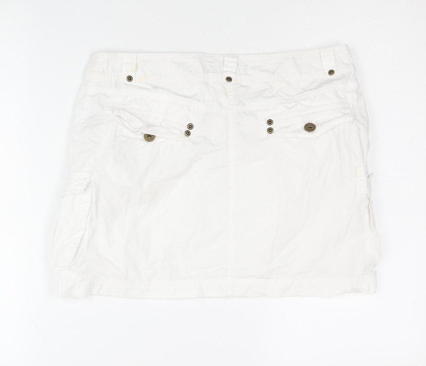Dorothy Perkins Women’s White Cargo Skirt Size 10 Cotton Pockets