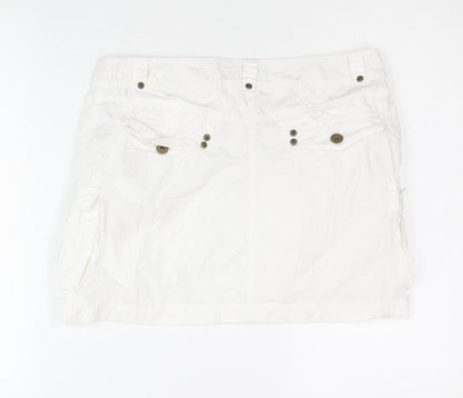 Dorothy Perkins Women’s White Cargo Skirt Size 10 Cotton Pockets