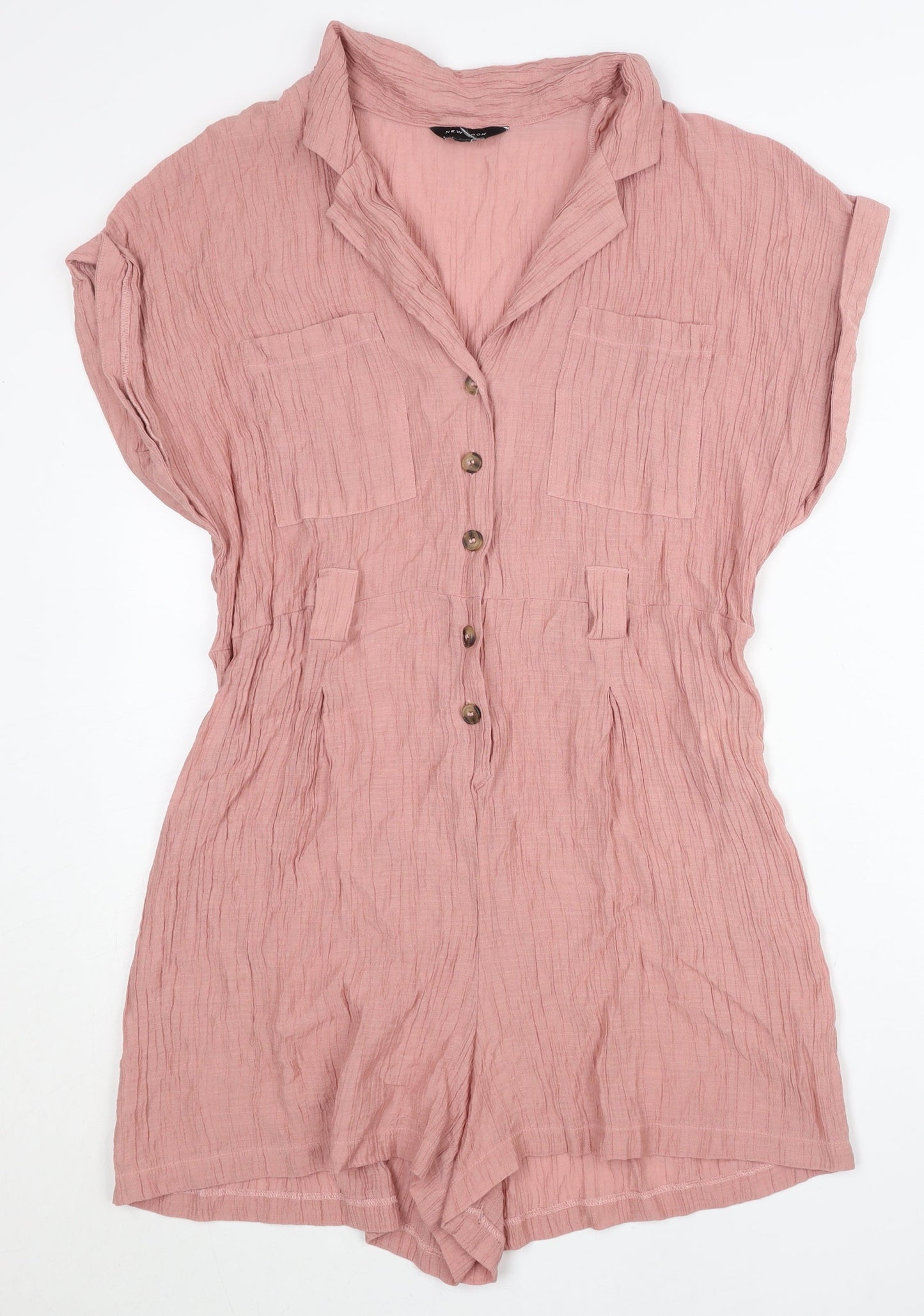 New Look Women Pink Size 18 Playsuit Collared Short Sleeve