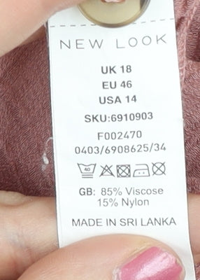 New Look Women Pink Size 18 Playsuit Collared Short Sleeve