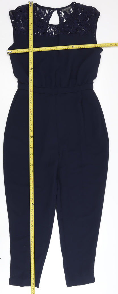 Pied a Terre Women’s Blue Lace Trim Jumpsuit Size 10 Slim Fit Tapered