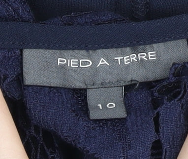 Pied a Terre Women’s Blue Lace Trim Jumpsuit Size 10 Slim Fit Tapered