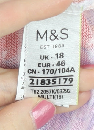 Womens UK Size 18 Marks and Spencer Multicoloured Basic T-Shirt