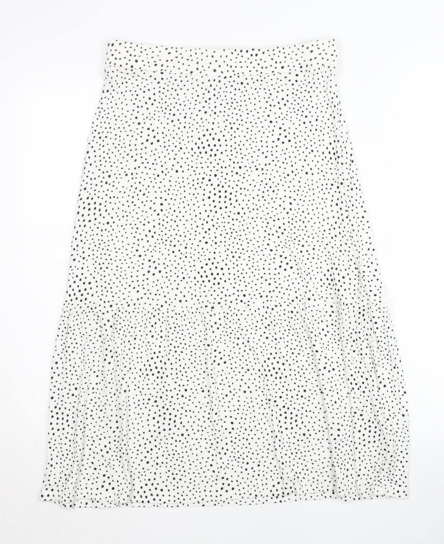 Marks and Spencer Womens White Polka Dot Midi A-Line Skirt Size 10