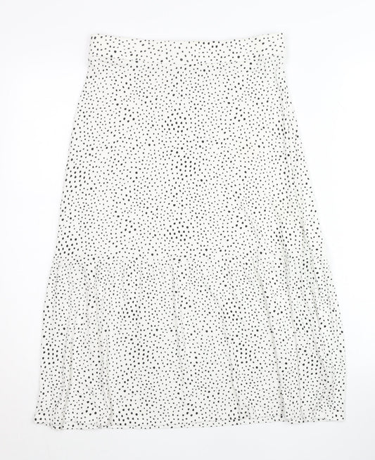 Marks and Spencer Womens White Polka Dot Midi A-Line Skirt Size 10