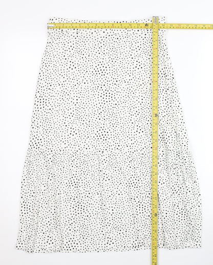 Marks and Spencer Womens White Polka Dot Midi A-Line Skirt Size 10