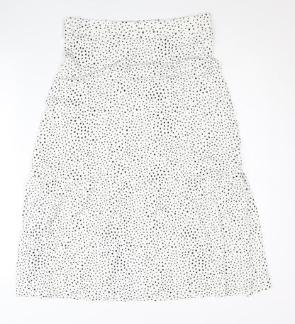 Marks and Spencer Womens White Polka Dot Midi A-Line Skirt Size 10