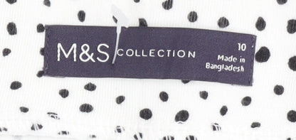 Marks and Spencer Womens White Polka Dot Midi A-Line Skirt Size 10