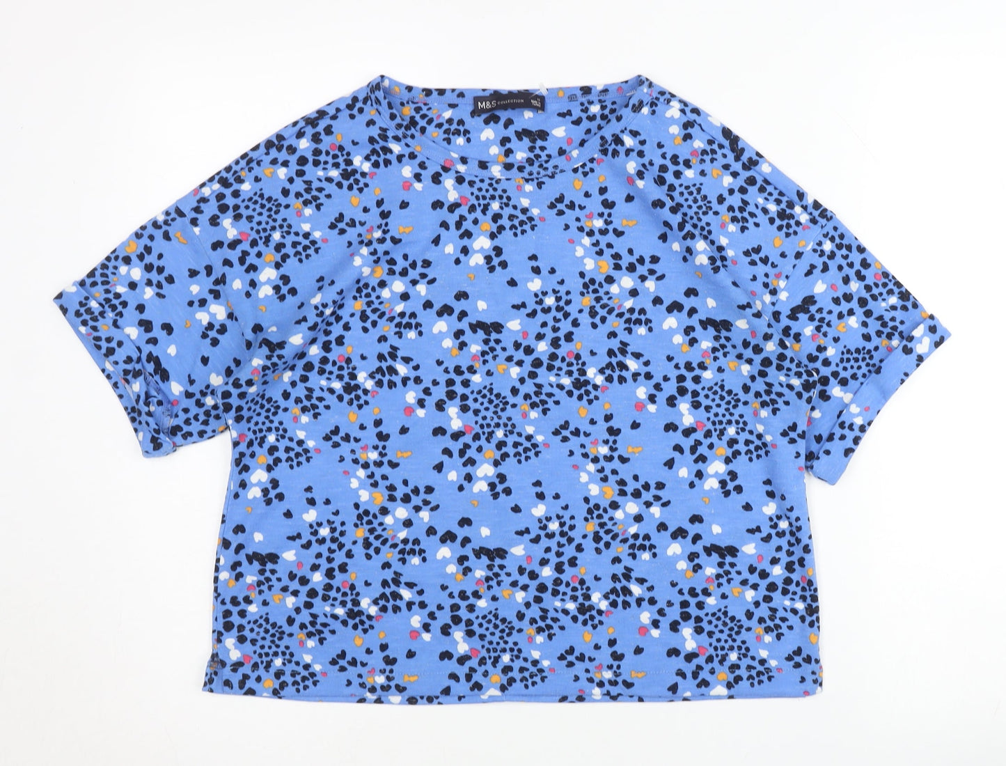 Womens UK Size 12 Marks and Spencer Blue Cropped T-Shirt