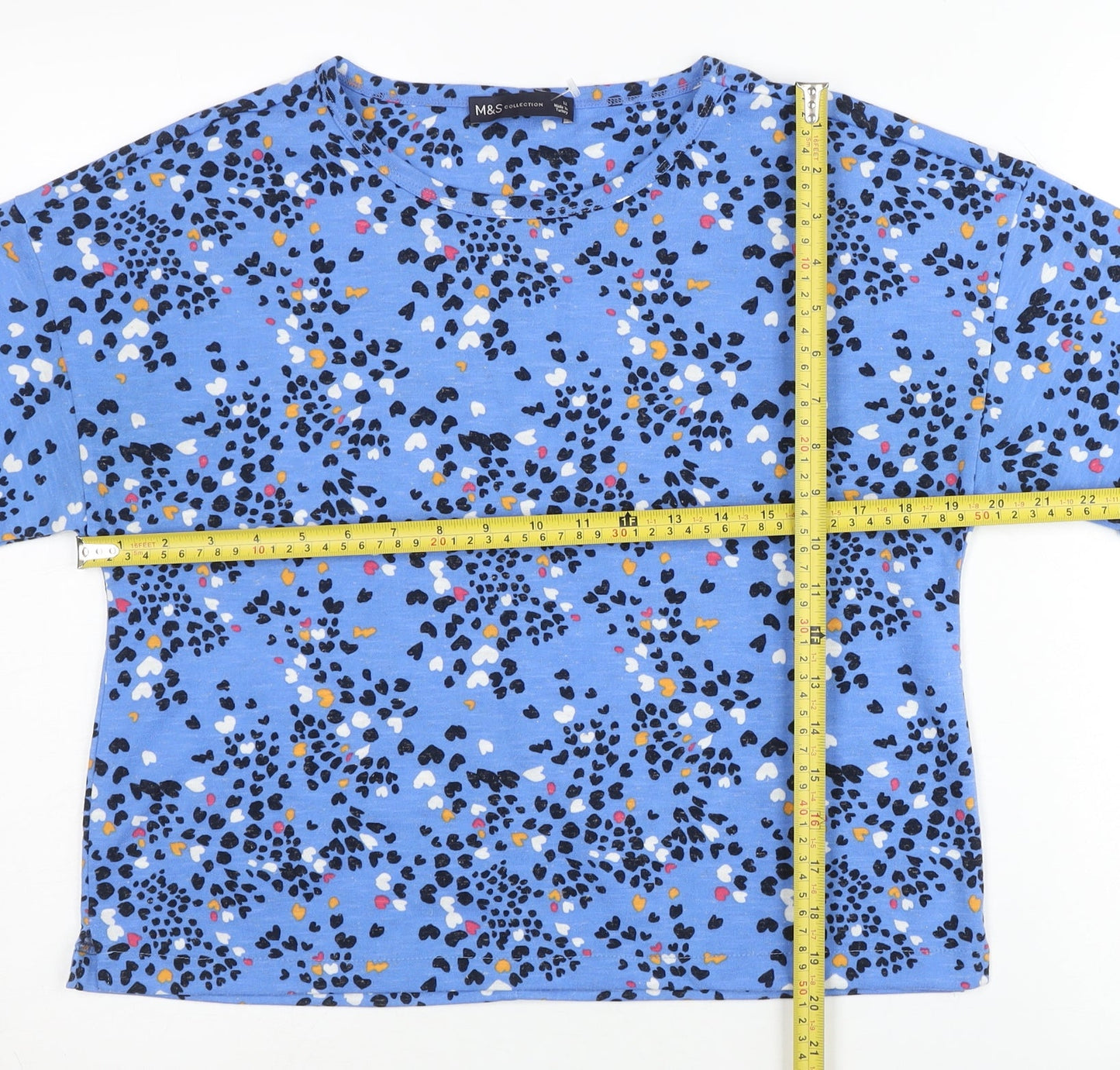 Womens UK Size 12 Marks and Spencer Blue Cropped T-Shirt
