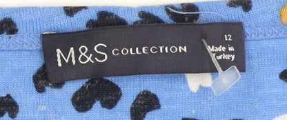 Womens UK Size 12 Marks and Spencer Blue Cropped T-Shirt