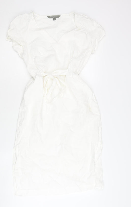 Fenn Wright Manson Petite Women White Linen Shift Dress Size 8