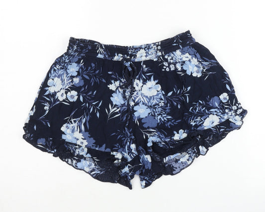 Hollister Womens Blue Floral Viscose Culotte Shorts Size S Summer Casual