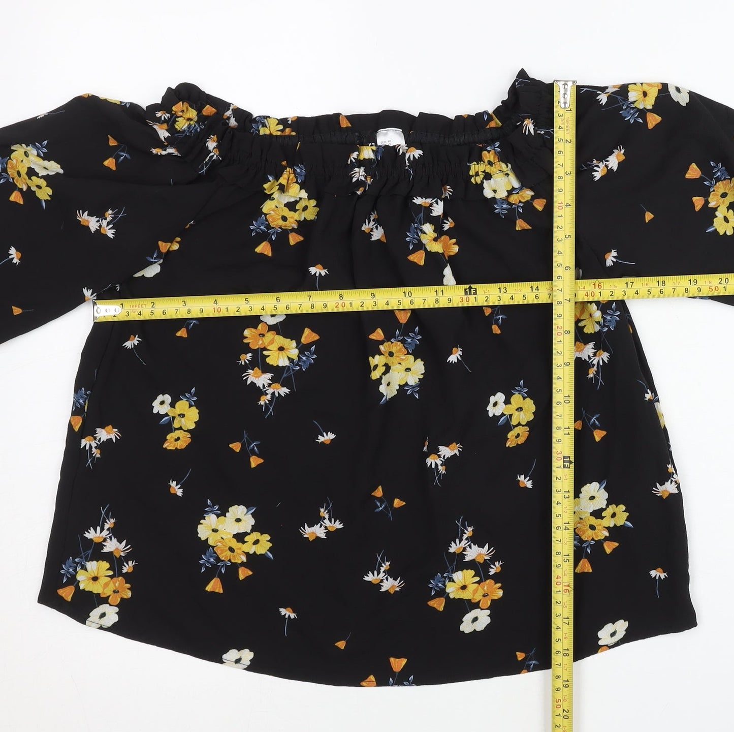 Womens UK Size 12 H&M Black Tunic Blouse
