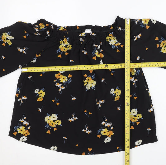 Womens UK Size 12 H&M Black Tunic Blouse