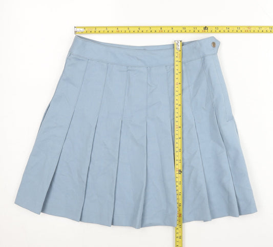 H&M Divided Women's Blue Pleated Short Skirt Size 8 Polyester