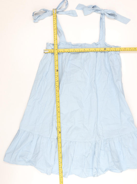 New Look Women’s Blue Cotton Swing Dress UK 8 Sleeveless Summer