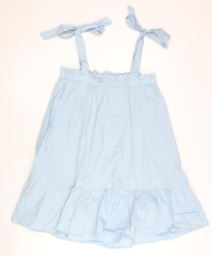 New Look Women’s Blue Cotton Swing Dress UK 8 Sleeveless Summer