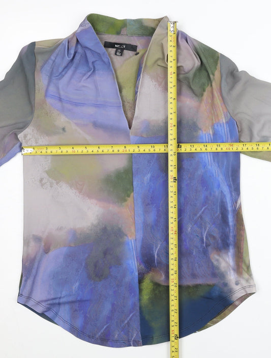 Next Womens Multicoloured Blouse Size 6 Long Sleeve V-Neck