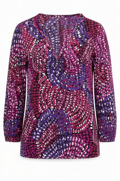 CC Womens Multicoloured Tunic Blouse Size M Long Sleeve V-Neck