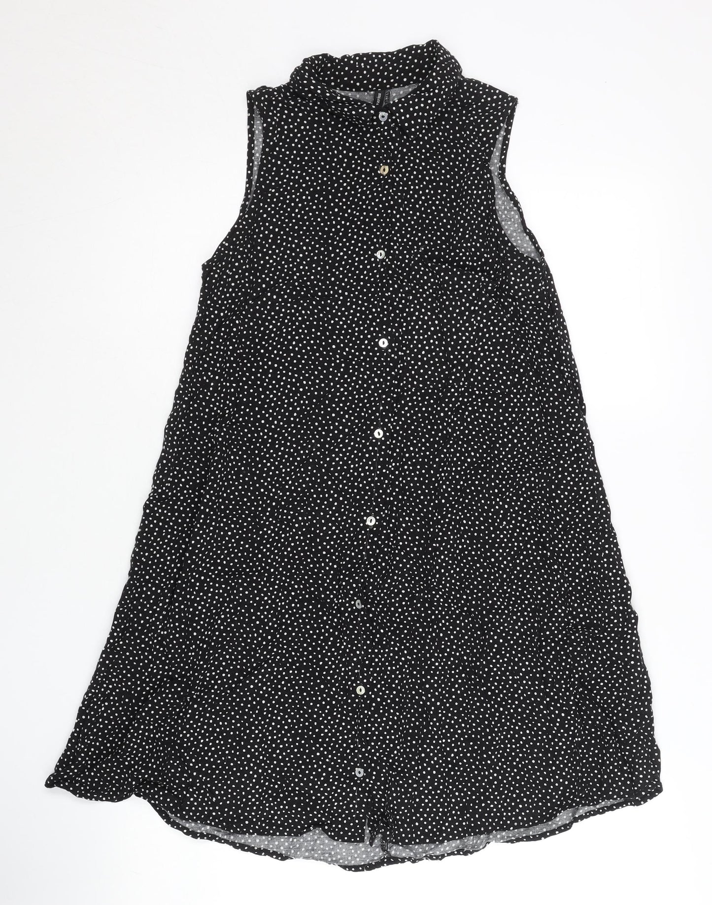 Womens UK Size 8 Stradivarius Black Tunic Button-Up