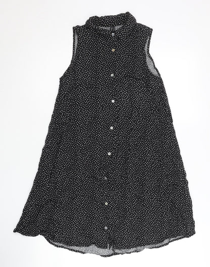Womens UK Size 8 Stradivarius Black Tunic Button-Up