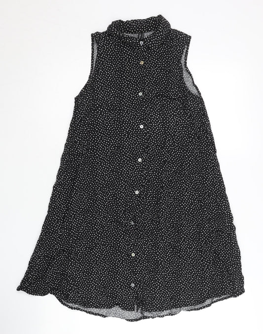 Womens UK Size 8 Stradivarius Black Tunic Button-Up