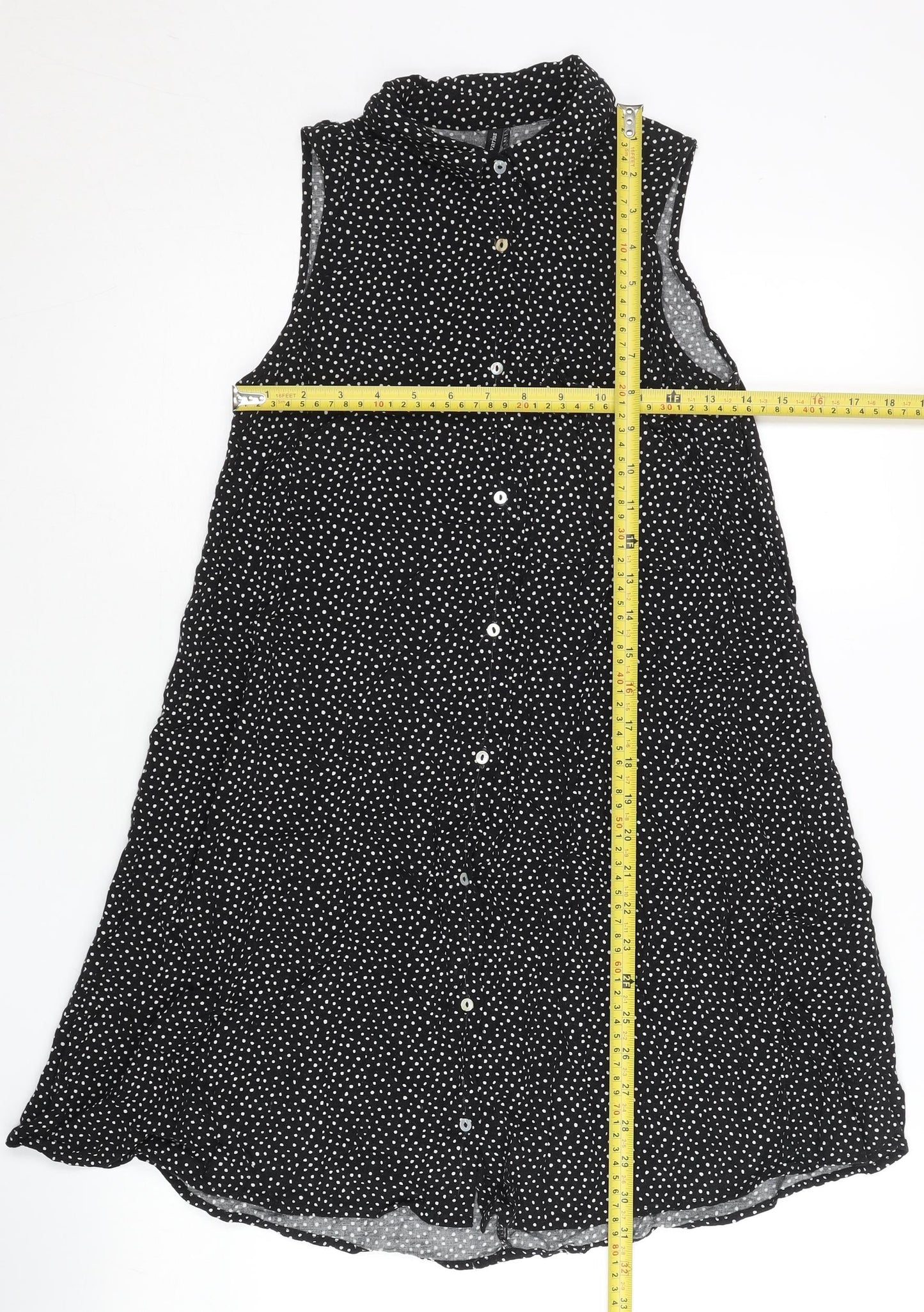 Womens UK Size 8 Stradivarius Black Tunic Button-Up