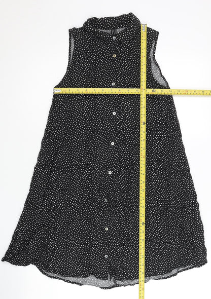 Womens UK Size 8 Stradivarius Black Tunic Button-Up