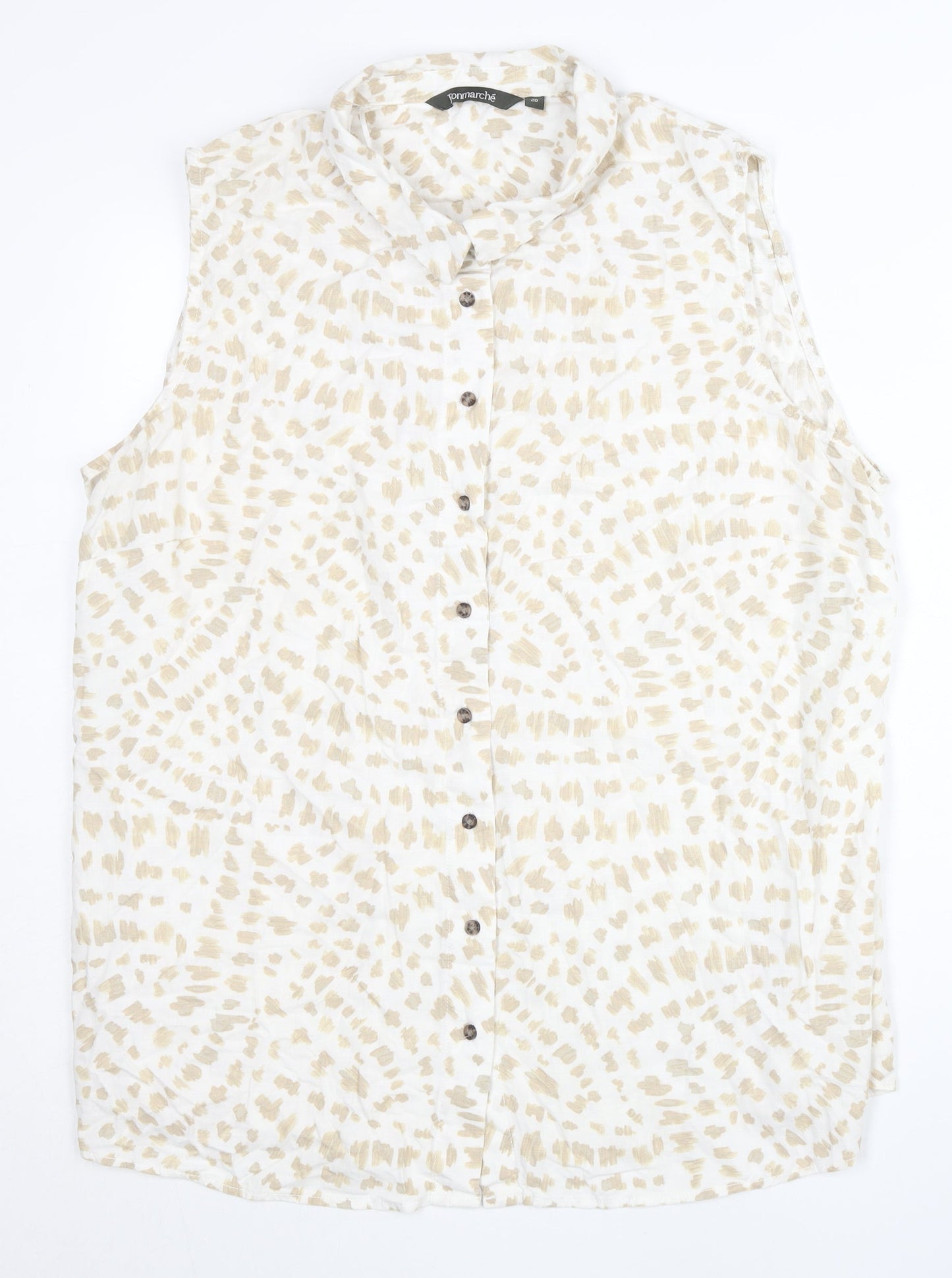 Bonmarché Women’s Beige Button-Up Sleeveless Tunic Shirt Size 20