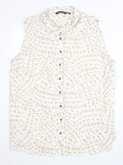 Bonmarché Women’s Beige Button-Up Sleeveless Tunic Shirt Size 20