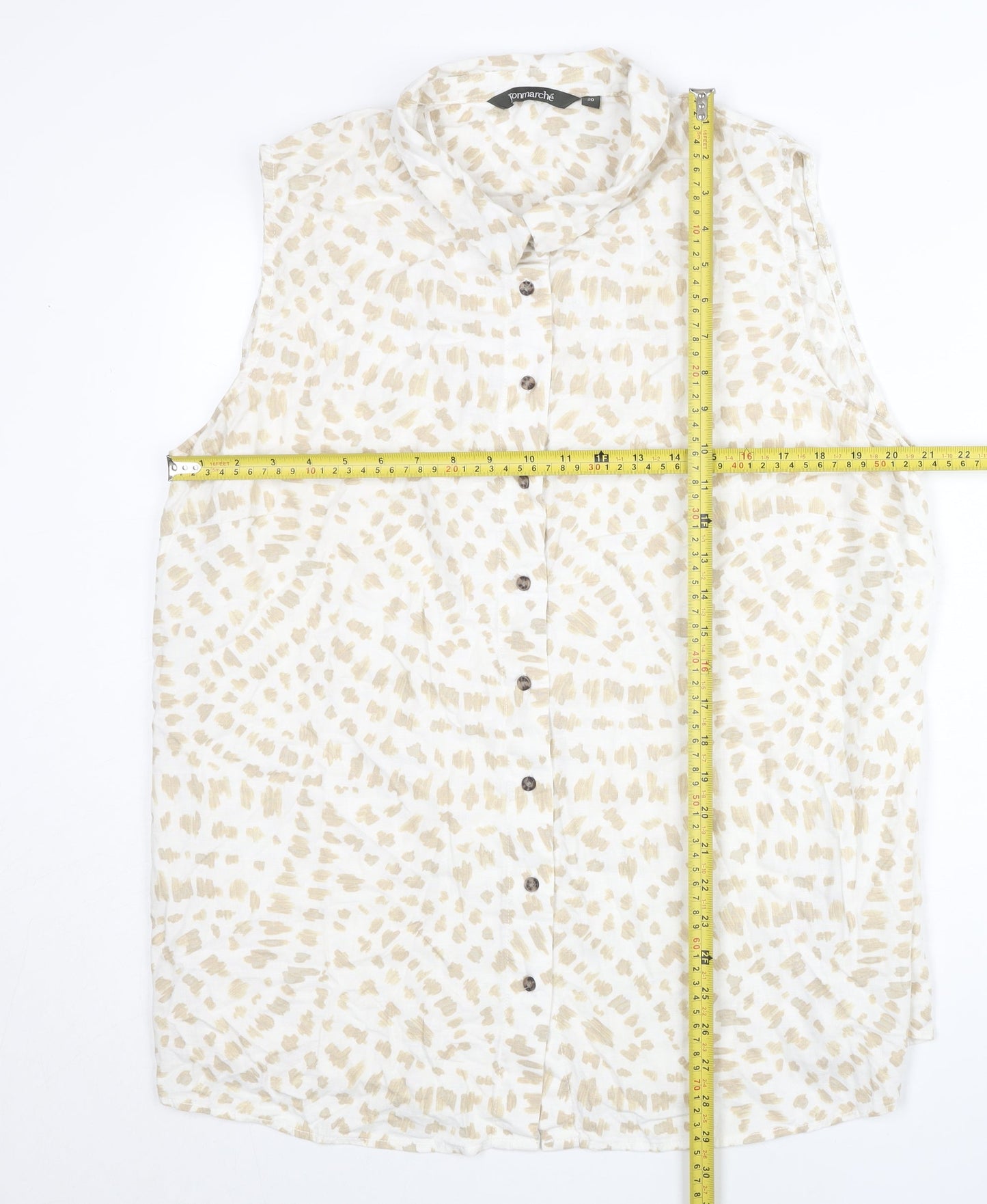 Bonmarché Women’s Beige Button-Up Sleeveless Tunic Shirt Size 20