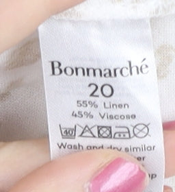 Bonmarché Women’s Beige Button-Up Sleeveless Tunic Shirt Size 20