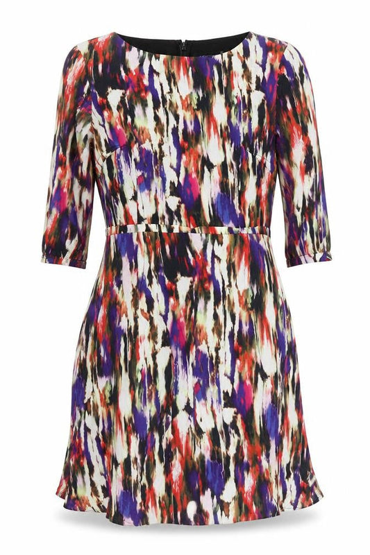 Front view of French Connection women’s multicoloured sheath dress, size UK 10