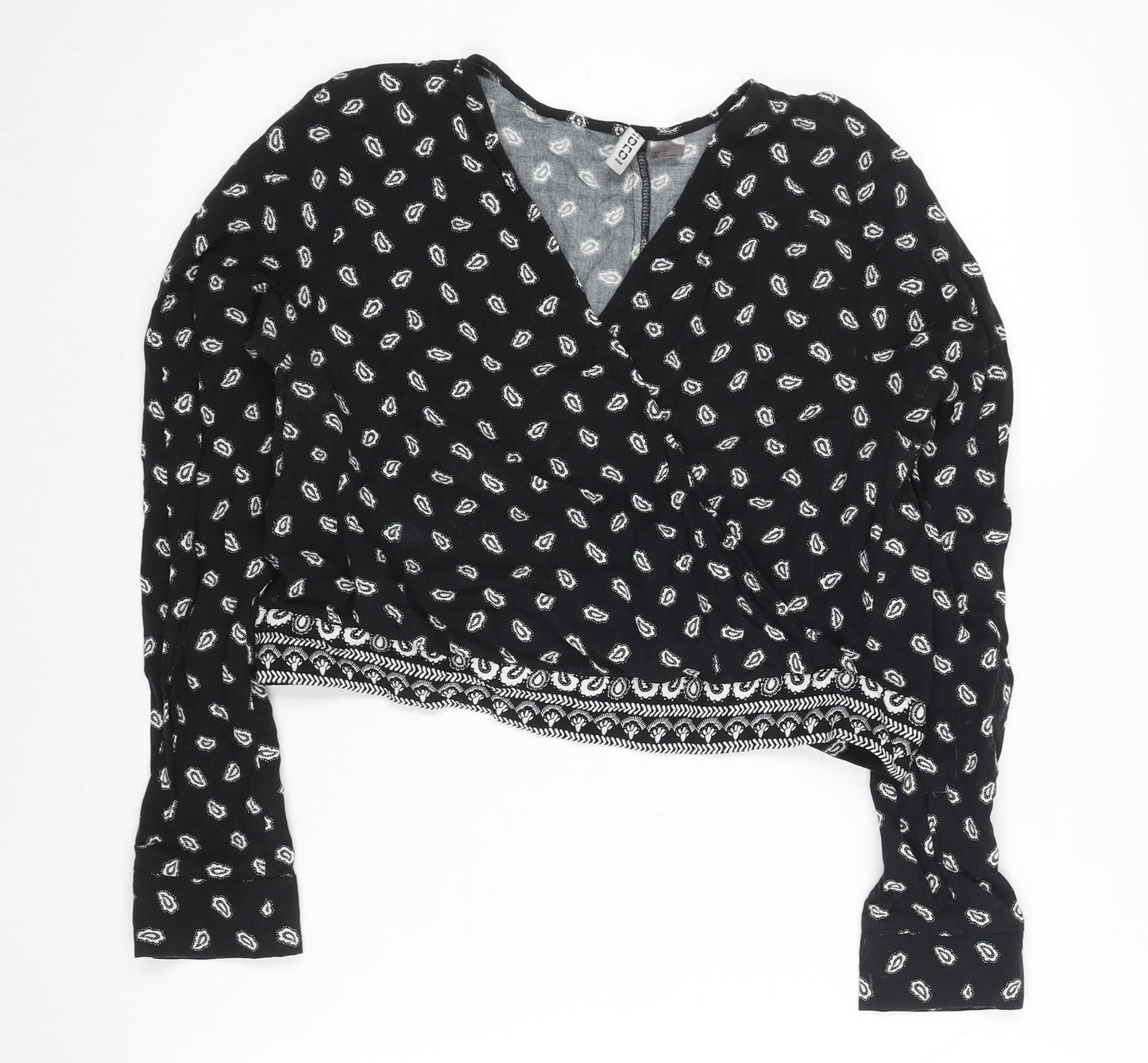 Womens UK Size 14 H&M Black Wrap Blouse