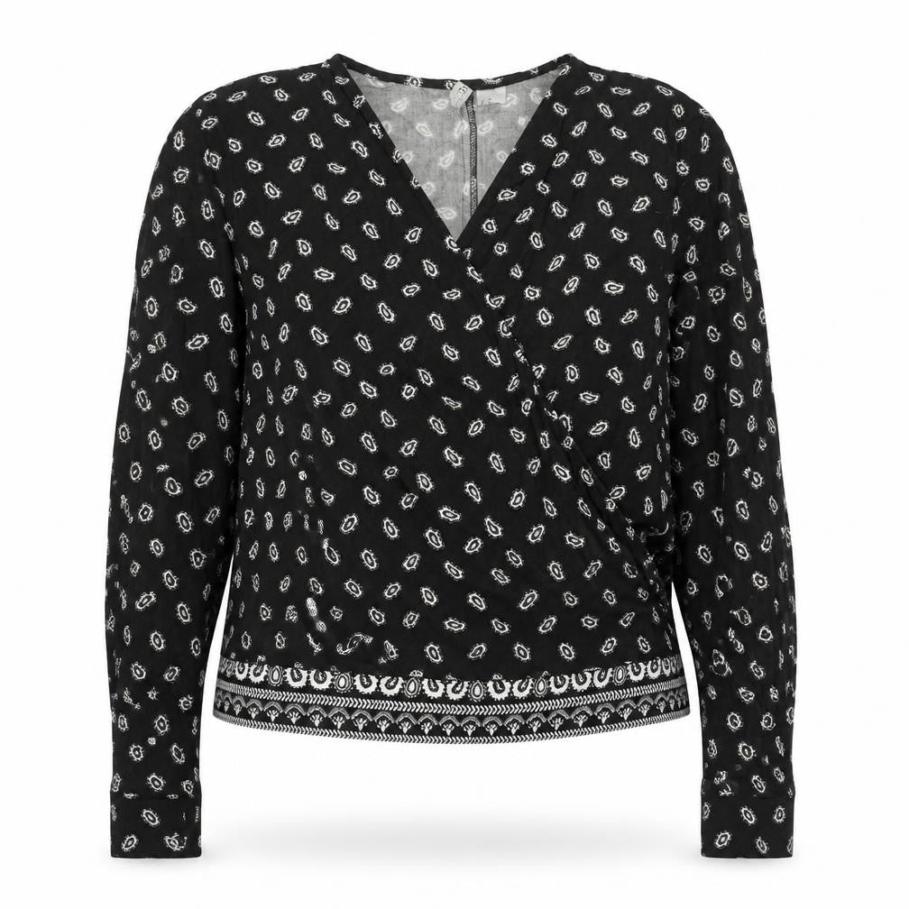 Womens UK Size 14 H&M Black Wrap Blouse