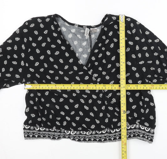 Womens UK Size 14 H&M Black Wrap Blouse
