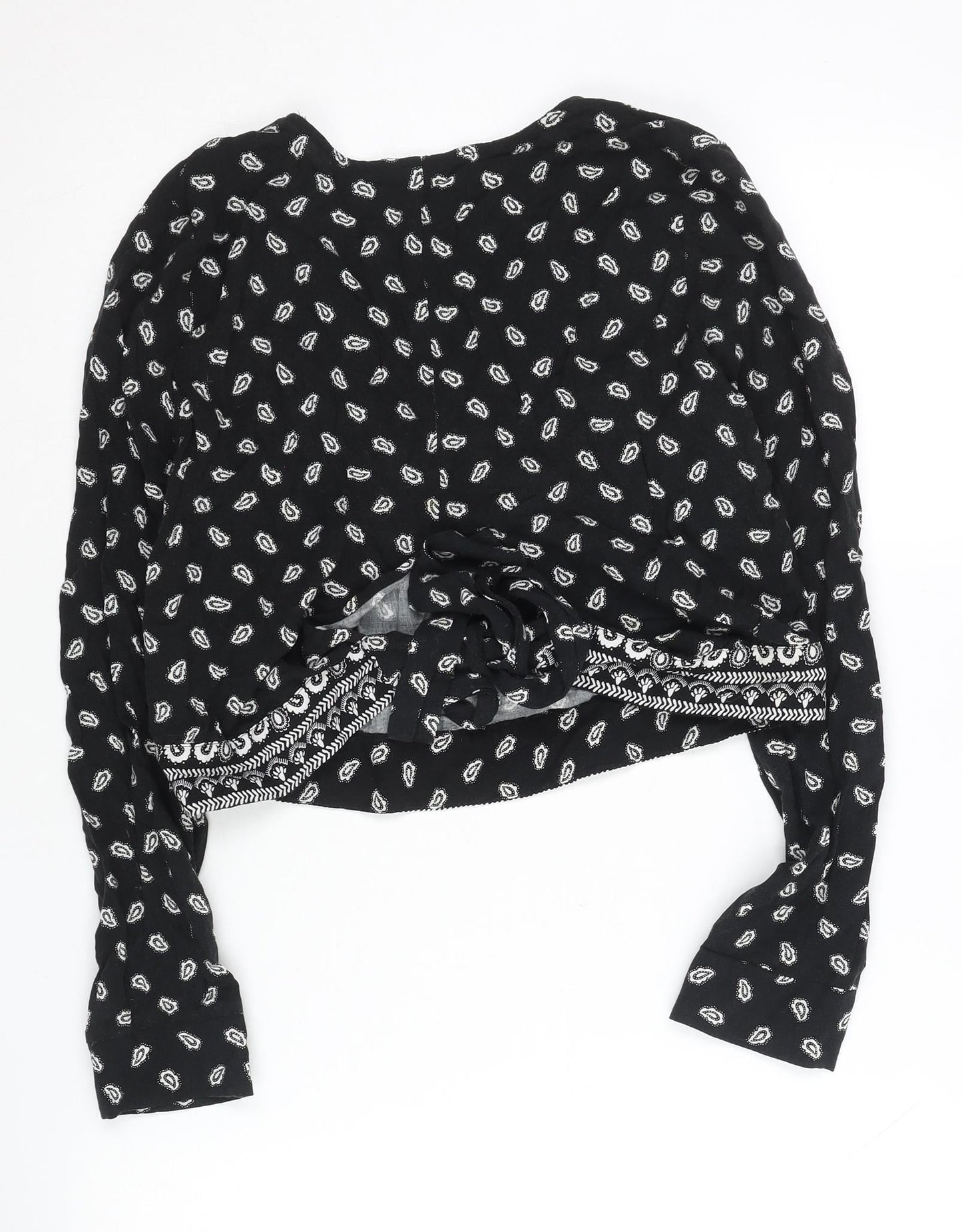 Womens UK Size 14 H&M Black Wrap Blouse