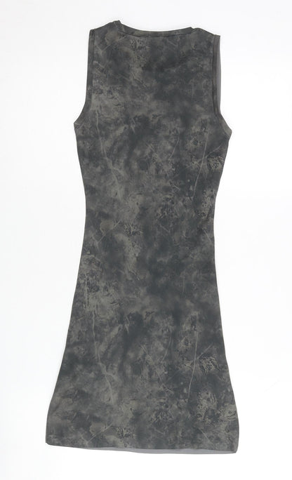 Zara Women Grey XS Bodycon Sleeveless Tie Dye Mini Dress