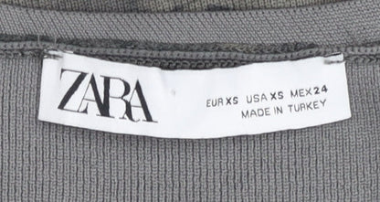 Zara Women Grey XS Bodycon Sleeveless Tie Dye Mini Dress