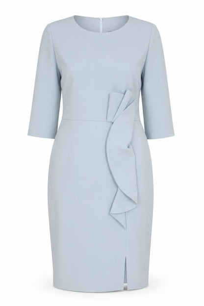 Wallis Women Blue Size 16 Sheath Knee Length Ruffle Dress