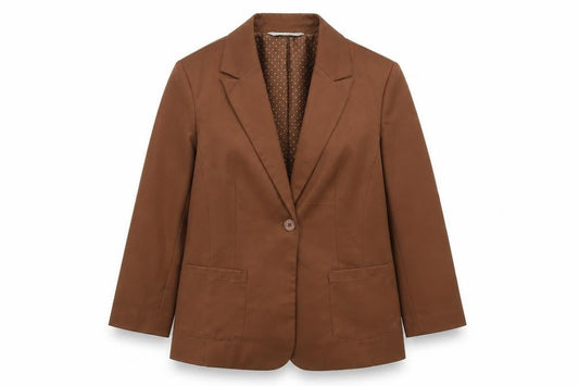 Front view of Red Herring Women Brown Blazer Jacket L Notch Lapel Single-Breasted